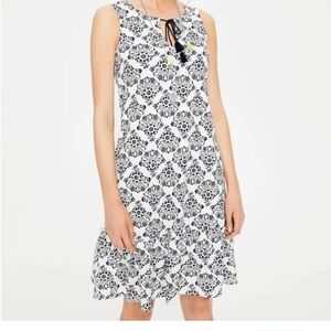 Boden Arabella Jersey Tie Front Navy and White Dress